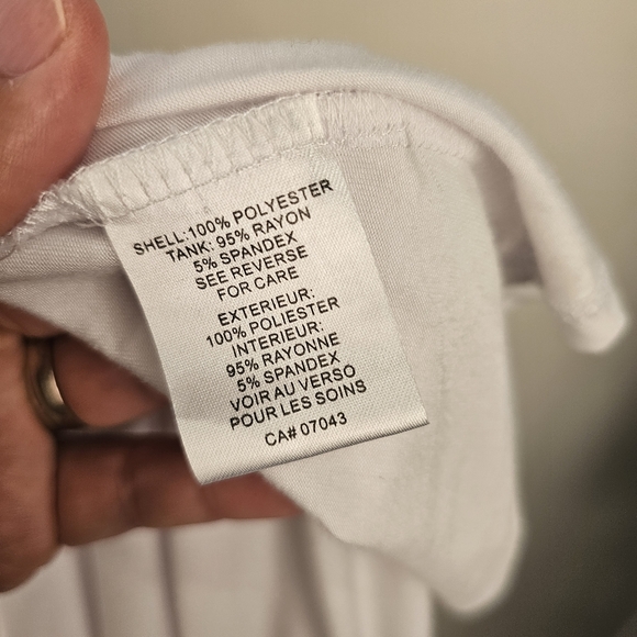 White chiffon lined in stretch knit drop shoulder round neck blouse top M US - Picture 6 of 6